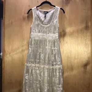 Ann Tailor Silver Chiffon Long Dress